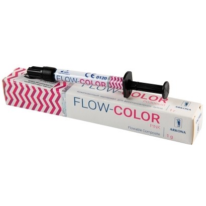 "FLOW-COLOR РОЗОВЫЙ (1 гр) -цветной микрогибридный светоотв.композит типа flow"" с фтором, ARKONA" 0001914090 - фото 319855