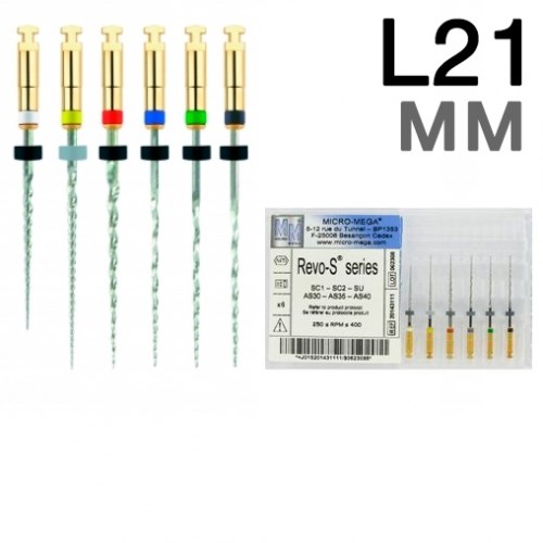 Набор файлов REVO-S Assortiment: L21 мм, (6 шт.). SC1-SC2-SU-AS30-AS35-AS40 20143113 (NiTi). Micro-Mega 0001912556 - фото 332649