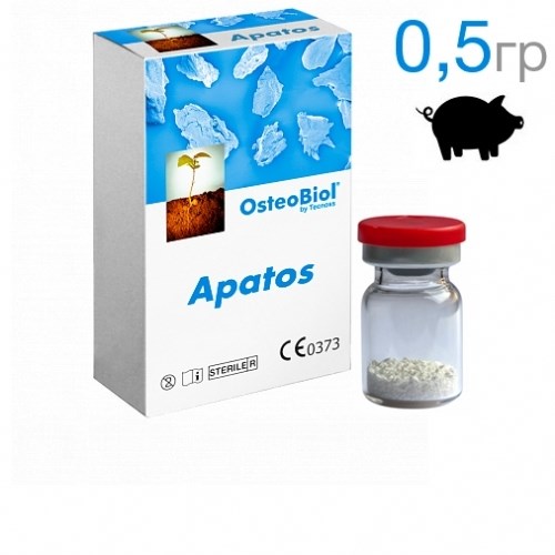 OsteoBiol Apatos MIX (свиной) 0,5г (0,6-1,0 мм)-Гранулы из смеси губчатой и кортикальной свиной кости без коллагена. A1005FS - фото 335540