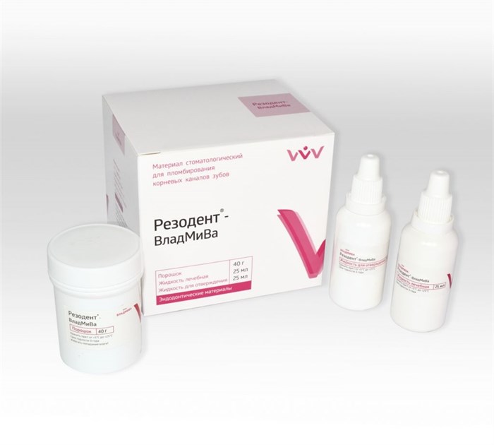 "АО ОЭЗ"" ВладМива"" Резодент для пломбирования каналов (порошок 40 г+ жидкости 2х25 мл) (ВладМиВа)" 00000018850 - фото 344493