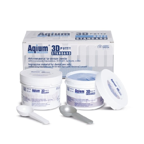 Слепочная масса А-силиконовая Aqium 3D PUTTY STANDARD в банках (2 х 300 мл): база (300 мл), катализатор (300 мл) 88632 - фото 344858