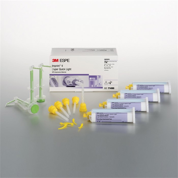 Слепочная масса Imprint 4 Super Quick Light (71490) оттискный винилполисилоксановый корригирующий материал картридж (4 шт) + насадки (5 шт) + дозатор (5 шт) 7000055256 - фото 344878