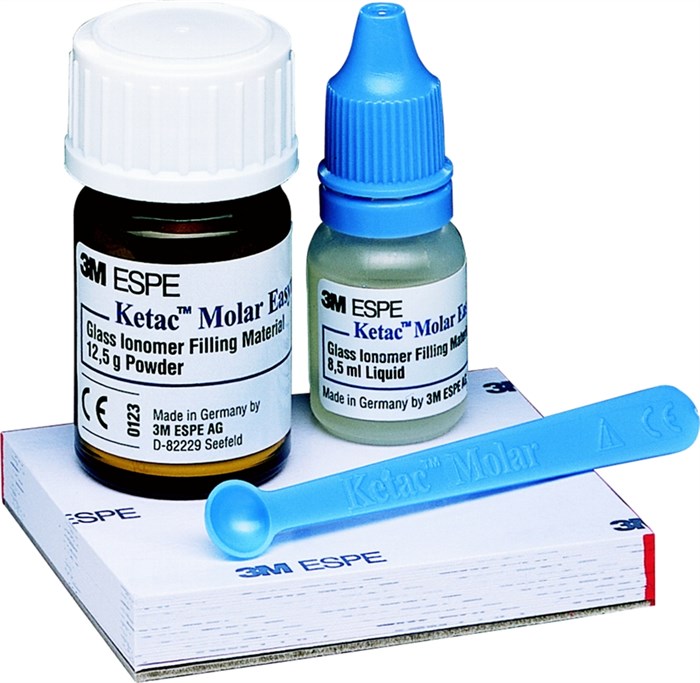 Ketac-Molar Easymix Пробный набор  цвет А3 х 12,5 гр + жидкость 8,5 мл + кондиционер + лак (56632) 7100040502/56632 - фото 345325
