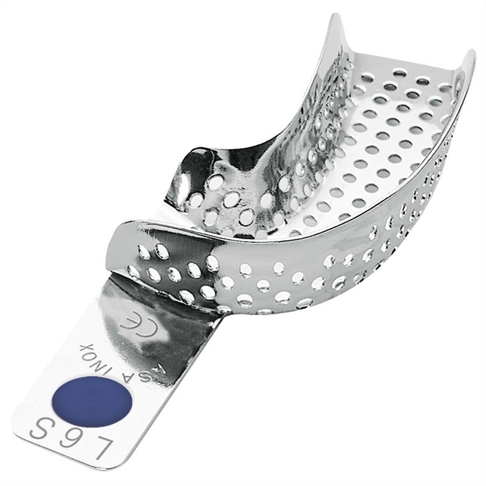 Asa Dental 2801-L6S - ложка слепочная нижняя большая (L) половина с перфорацией без бортиков (правый верх-левый низ) 2801-L6S - фото 347949