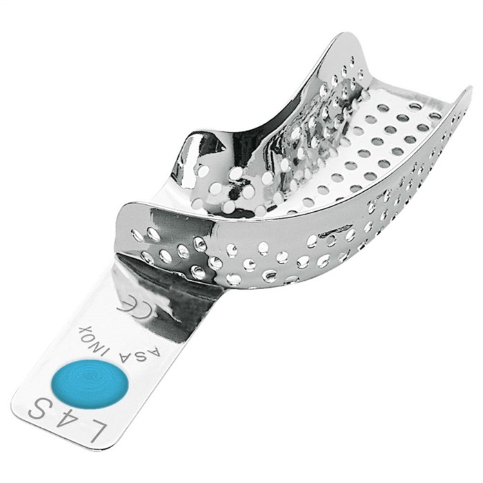 Asa Dental 2801-L4S - ложка слепочная нижняя средняя (M) половина с перфорацией без бортиков (правый верх-левый низ) 2801-L4S - фото 347950