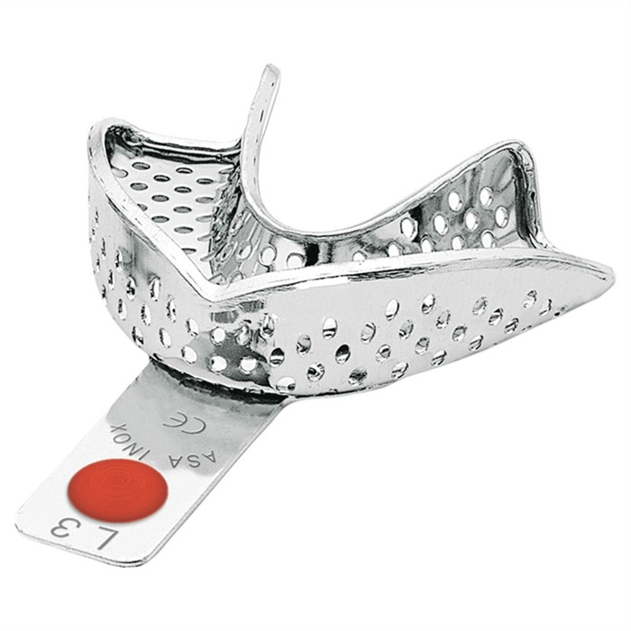 Asa Dental 2804-L3 - ложка слепочная нижняя малая (S) с перфорацией с бортиками, с цветной кодировкой (красная) 2804-L3 - фото 347958