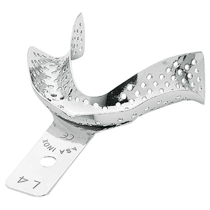 Asa Dental 2813-L4 - ложка слепочная нижняя средняя (M) с перфорацией без бортиков для беззубых челюстей 2813-L4 - фото 347962