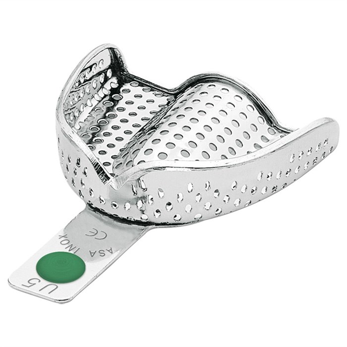 Asa Dental 2804-U5 - ложка слепочная верхняя большая (L) с перфорацией с бортиками, с цветной кодировкой (зелёная) 2804-U5 - фото 348974