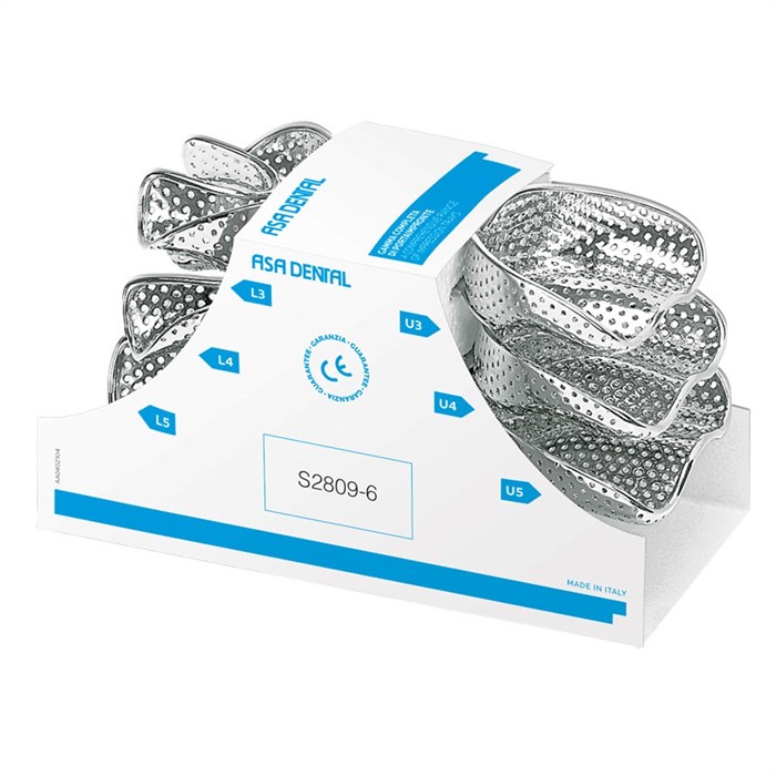Asa Dental S2809-6 - ложка слепочная, набор 6 ложек с перфорацией с бортиками S2809-6 - фото 348984