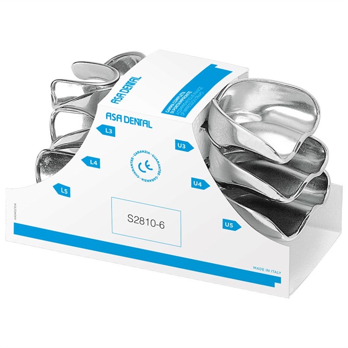 Asa Dental S2810-6 - ложка слепочная, набор 6 ложек, без перфорации с бортиком S2810-6 - фото 348987