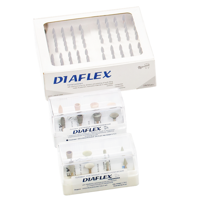 Головки эластичные Diaflex модели СК11, СК12, СК13, СК14 (8 шт.) с алмазным наполнением (Целит) 1.7.1.1 - фото 350019