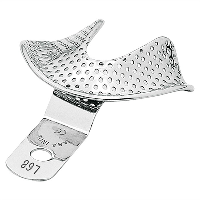 Asa Dental 2806-L68 - ложка слепочная нижняя средняя (NM) с перфорацией без бортиков для беззубых челюстей 2806-L68 - фото 350508