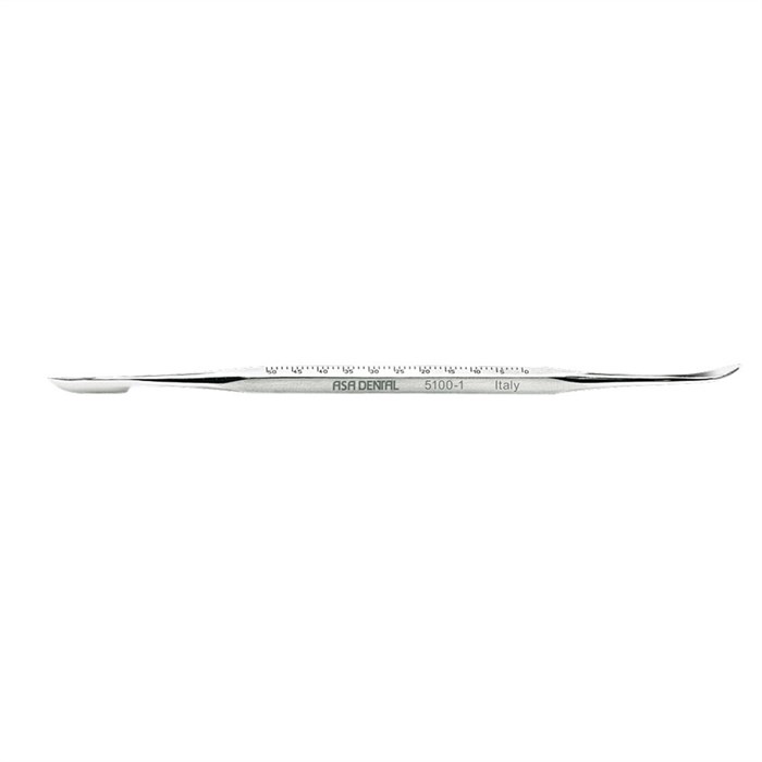 Asa Dental 5100-1 - инструмент для моделировки воска двусторонний (лопатка-нож) малый с миллиметровой разметкой на ручке 5100-1 - фото 351041