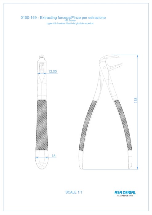 Asa Dental 0100-169 - щипцы N169 для удаления зубов нижних клыков с зубчиками 0100-169 - фото 351227