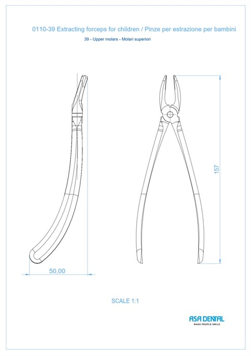 Asa Dental 0110-39 - щипцы N39 для удаления зубов для верхних моляров 0110-39 - фото 351242