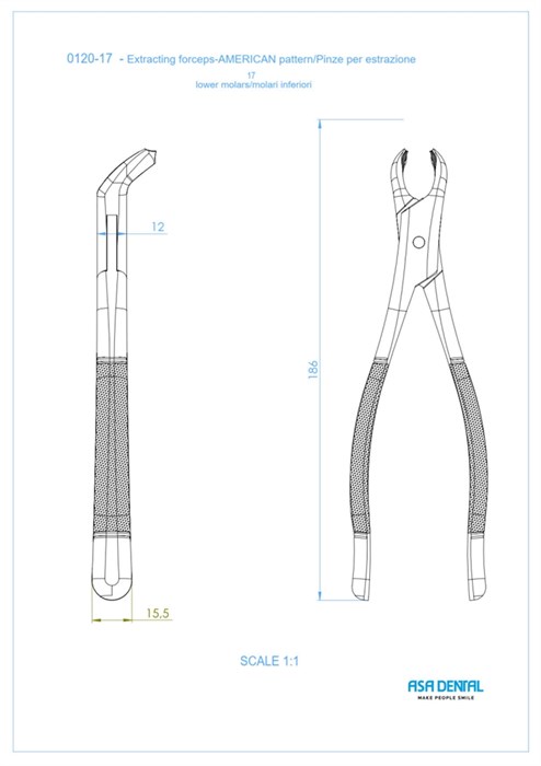 Asa Dental 0120-17 - щипцы N17 для удаления для нижних моляров 0120-17 - фото 351318