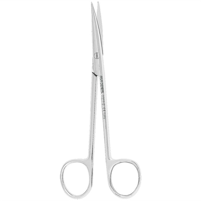 Asa Dental 0311-2 - ножницы для десны N1 изогнутые по плоскости, зубчики на 1 лезвии, 14,5 см 0311-2 - фото 351337