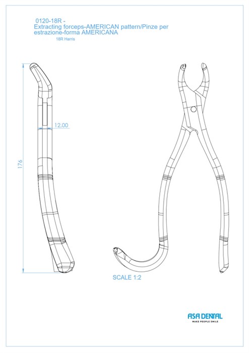 Asa Dental 0120-18R - щипцы N18R для удаления для верхних правых моляров 0120-18R - фото 351339