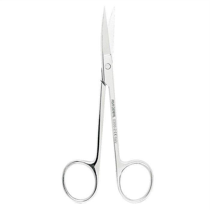 Asa Dental 0300-2 - ножницы для десны N2 изогнутые по плоскости, 12 см 0300-2 - фото 351585
