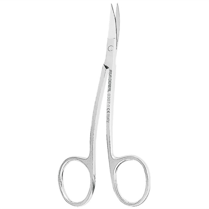 Asa Dental 0307-1 - ножницы для десны N1 изогнутые по плоскости, 10,5 см 0307-1 - фото 351717