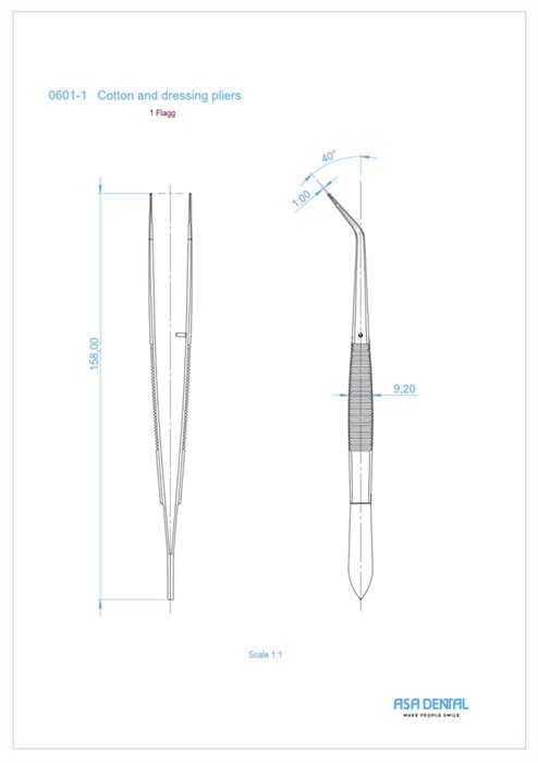 Asa Dental 0601-1 - пинцет анатомический изогнутый N1, 15 см 0601-1 - фото 351729