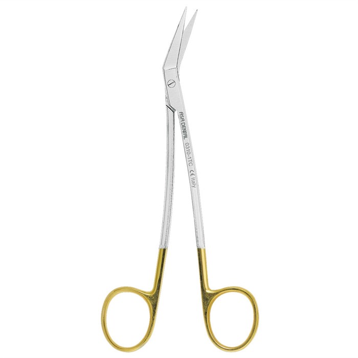 Asa Dental 0310-1TC - ножницы для десны N2 изогнутые в области лезвия и в области ручки с твердосплавными вставками, 16,5 см 0310-1TC - фото 351766