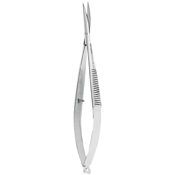 Asa Dental 0312-1 - ножницы для десны изогнутые, тонкие лезвия, на защелке 11 см 0312-1 - фото 351774