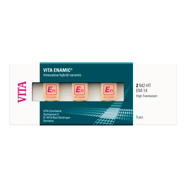 VITA ENAMIC for inLab - блоки из гибридной керамики, высокая прозрачность, цвет 2M2-HT, размер EM14, 5 шт EC42M2HTEM14 - фото 360238
