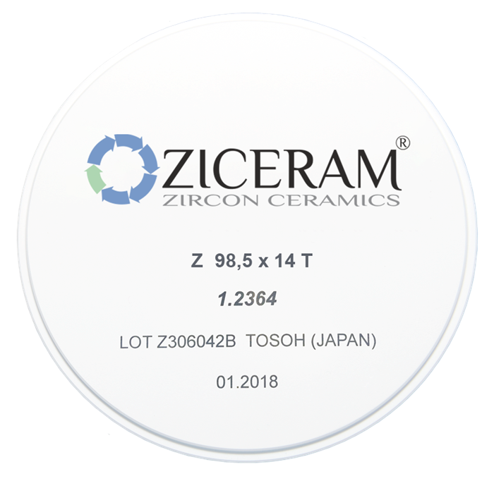 Заготовки диоксида циркония ZICERAM Z 98,5 х14Т, транслюцентные Z98-5x14T - фото 363701