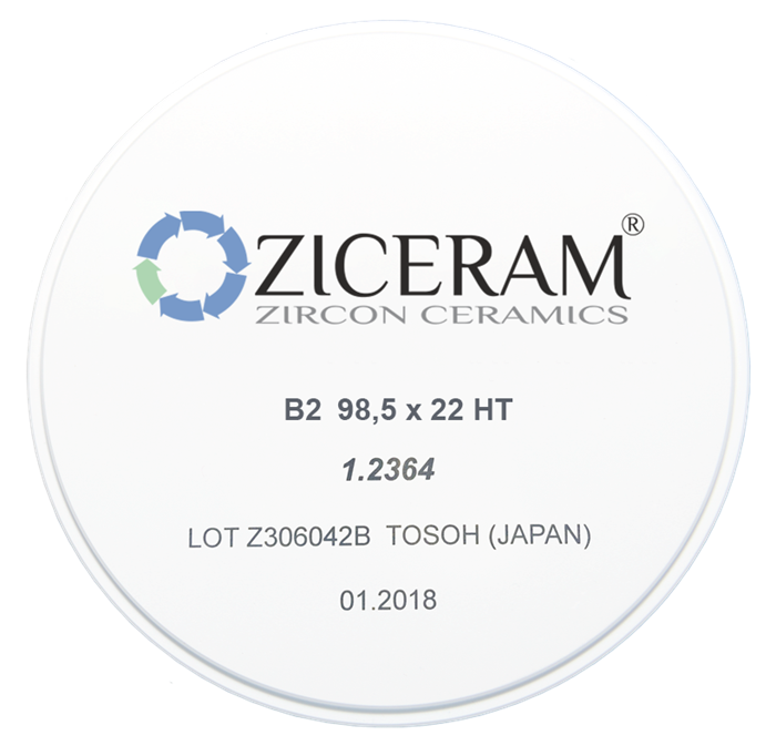 Заготовки диоксида циркония ZICERAM с оттенком В2 98,5 x22HT, супертранслюцентные B298-5x22HT - фото 364053