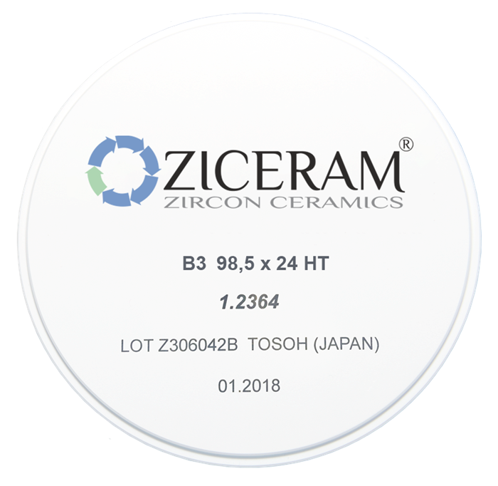 Заготовки диоксида циркония ZICERAM с оттенком В3 98,5 x24HT, супертранслюцентные B398-5x24HT - фото 364086