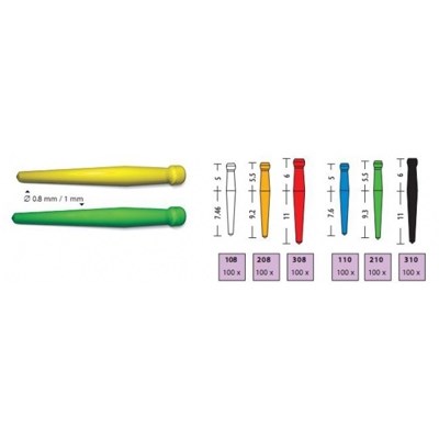 Штифты беззольные Uniclip 1,0 мм -310, 100 шт, чёрные. C215U00031000 - фото 369182