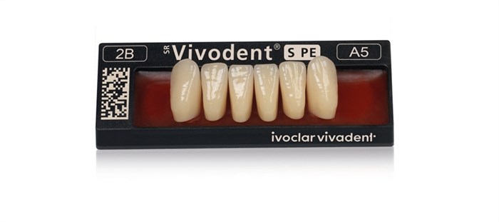 Зубы SR Vivodent PE Набор из 6 зубов Chromascop фронт.низ. A8 2В. 505202 - фото 370525
