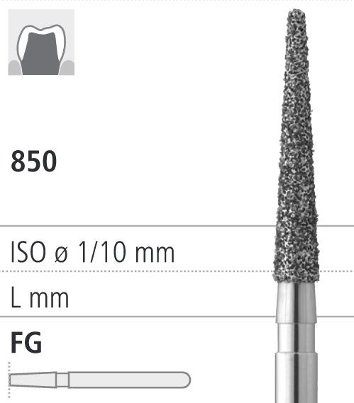 Боры стоматологические алмазные FG 850/017, черный, 6шт. ISO код 314199544017, арт: FG234/6 CB FG234/6CB - фото 386252