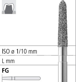 Боры стоматологические алмазные FG 878К/014, зел., 6шт. ISO код 314298534014, арт: FG181N/6 C FG181N/6C - фото 386797