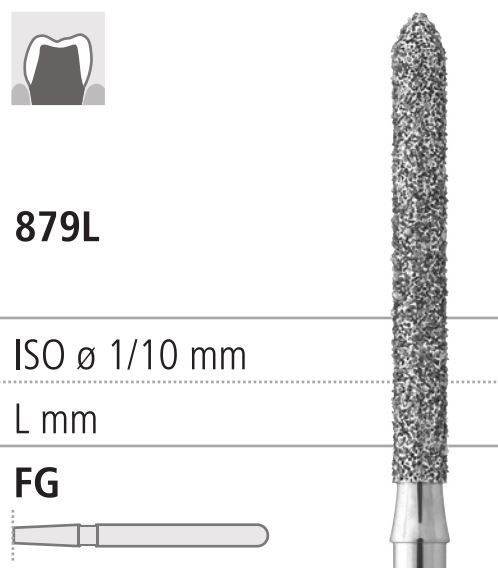 Боры стоматологические алмазные FG 879L/015, 1 шт. ISO код 314291524015., арт: FG410L/1 FG410L/1 - фото 387200