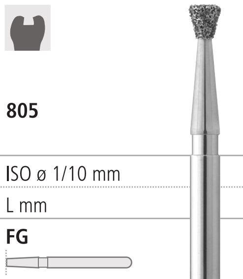 Боры стоматологические алмазные FG 805/014, 6шт. ISO код 314010524014., арт: FG217/6 FG217/6 - фото 387255