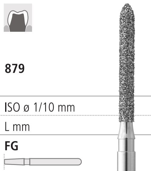 Боры стоматологические алмазные FG 879/014, белый, 6шт. ISO код 314290514014., арт: FG3040B/6 FG3040B/6 - фото 387345