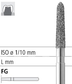 Боры стоматологические алмазные FG 878К/018, зел., 6шт. ISO код 314298534018, арт: FG183/6 C FG183/6C - фото 387370