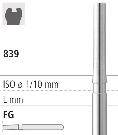 Боры стоматологические алмазные FG 839/014, синий, 6шт. ISO код 314150524014., арт: FG01480/6 FG01480/6 - фото 387538