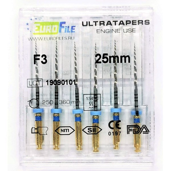 Ultratapers Engine - машинные файлы, 25 мм, размер F3, никель-титан, 6 шт 1829025005 - фото 391577