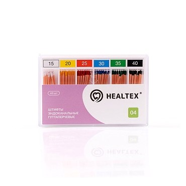 Штифты эндоканальные гуттаперчевые Healtex, конусность 04, размер 20, 60 шт GST20/4 - фото 391715