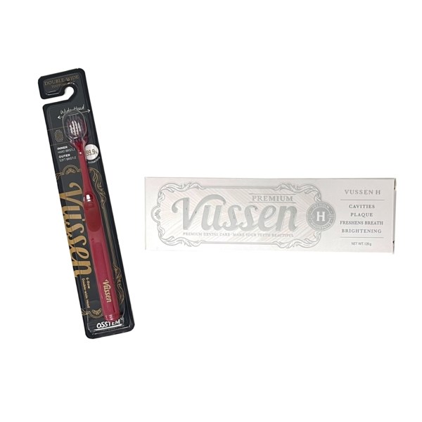 "Комплект зубная паста Vussen H + щетка Vussen ""Double-Wide"", красная" pack19F005_RED - фото 401931