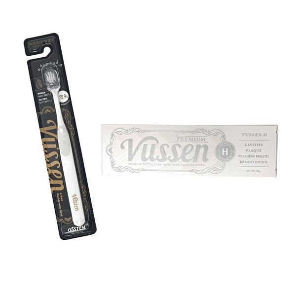 "Комплект зубная паста Vussen H + щетка Vussen ""Double-Wide"", белая" pack19F005_WHITE - фото 401939