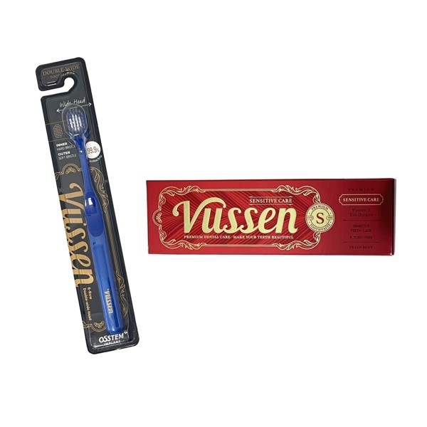 "Комплект зубная паста Vussen S + щетка Vussen ""Double-Wide"", синяя" packTPA0044_BLUE - фото 401958