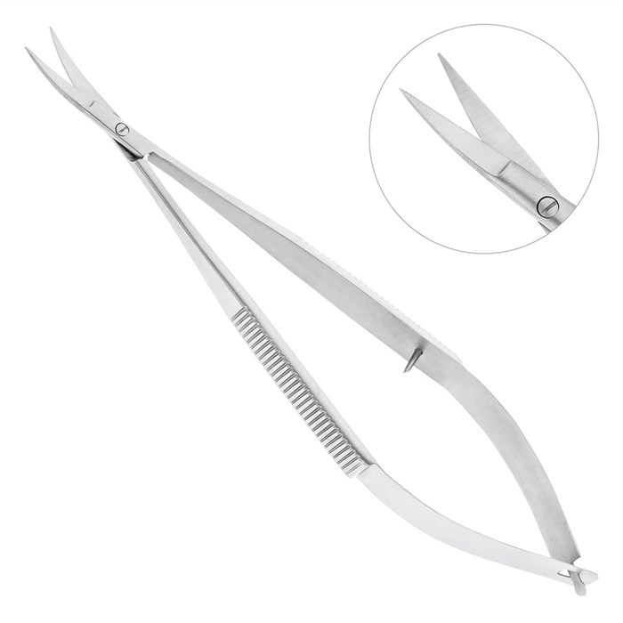 HLW 19-23 - ножницы микрохирургические изогнутые Castroviejo, 140 мм 19-23 - фото 411092