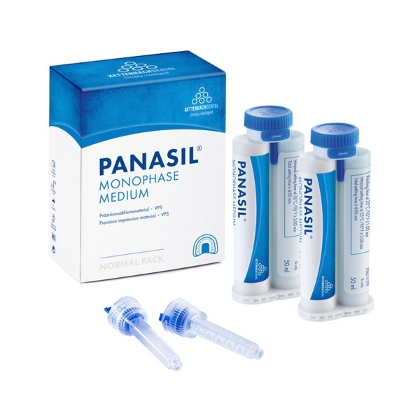 Panasil monophase Medium - монофазный оттискной материал, среднетекучий, 2x50 мл + 6 смесителей 13501 - фото 417940