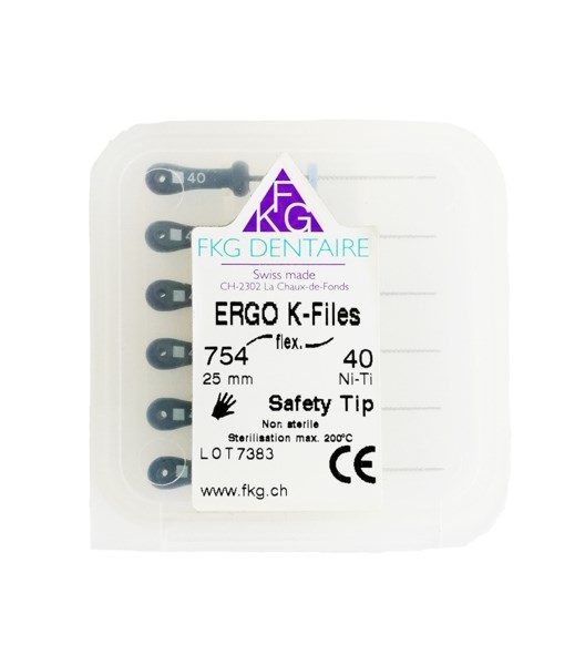 ERGOFLEX K Ni-Ti - ручные никель-титановые файлы, эргономичная ручка, 25 мм, №40, 6 шт 7544025CL - фото 420242