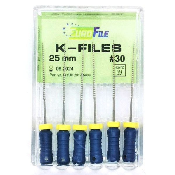K-Files - ручные файлы, 25 мм, №30, сталь, 6 шт 1831025030-/-18301025030 - фото 420360