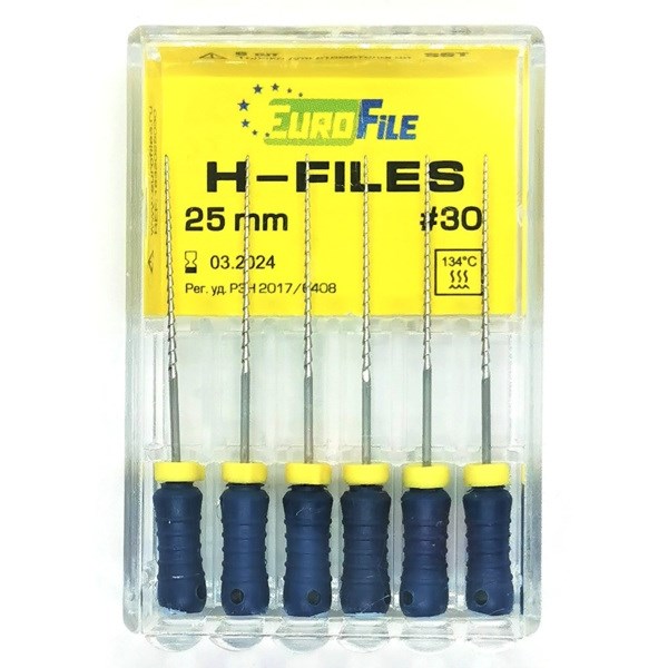 H-Files - ручные файлы, 25 мм, №30, сталь, 6 шт 1832025030-/-18302025030 - фото 420399